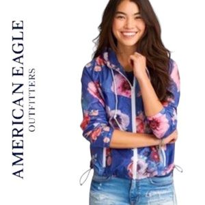 AMERICAN EAGLE OUTFITTERS🦅Floral Windbreaker Hoodie Jacket